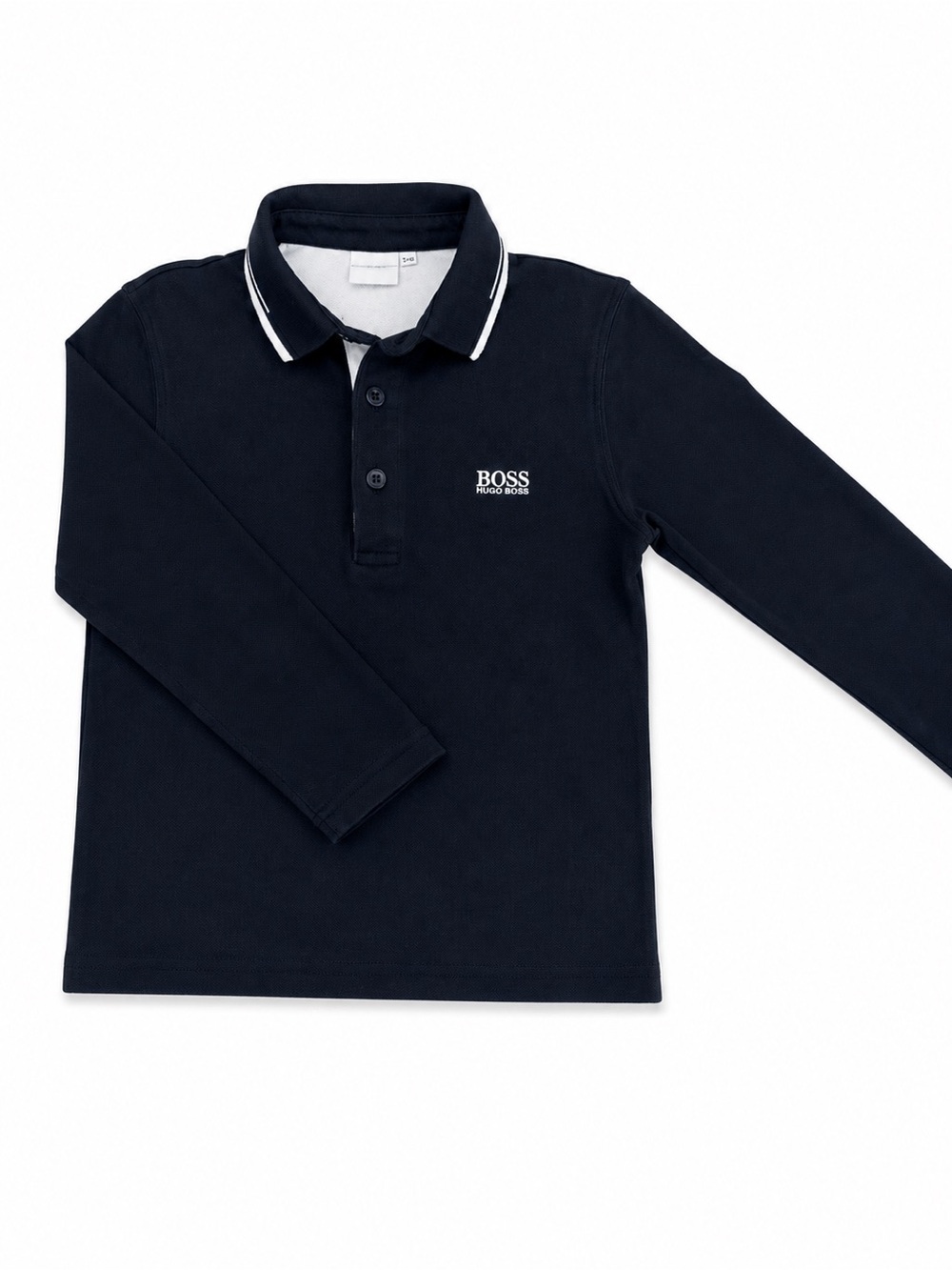 Boss Navy Long Sleeve Polo with White Trim